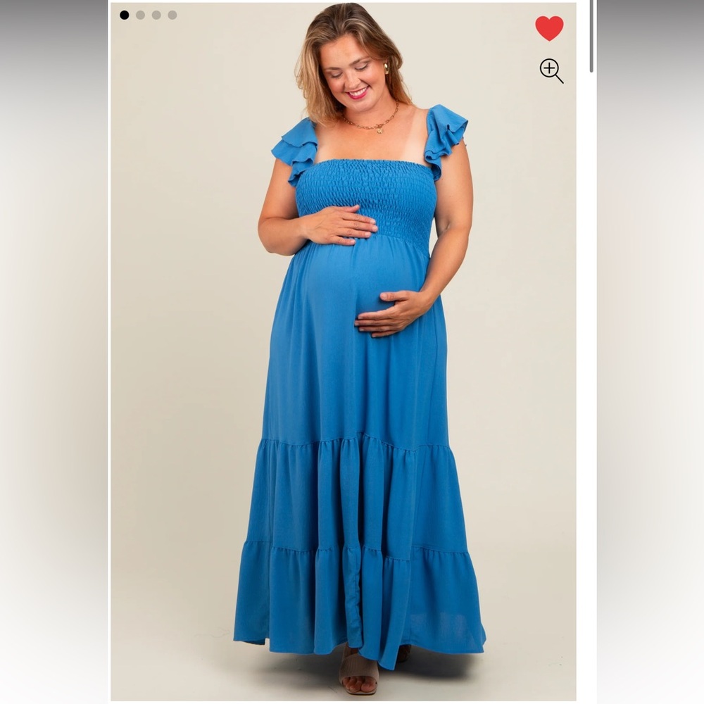 Maternity Dress PinkBlush Blue 1X